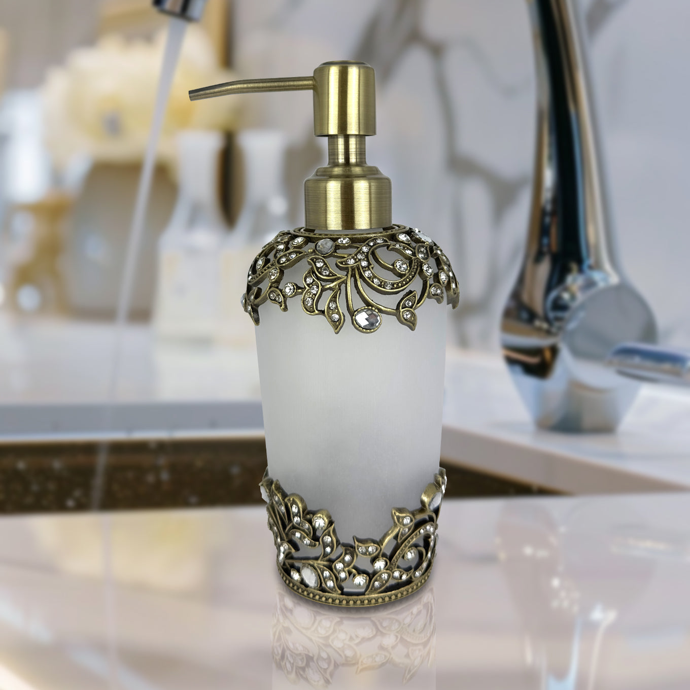 Liora Bloom – Modern Decorative Bathroom Accessory Handmade Soap Dispenser, 9 oz Decozen