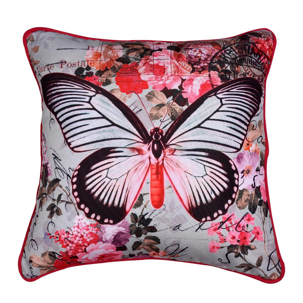 Butterfly Throw Pillow - 18x18 Inch Decorative Pillow Covers With Zipper Closure