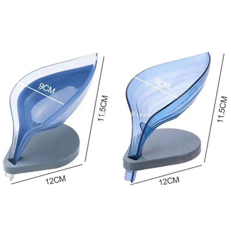 Leaf Shape Soap Box Bathroom soap holder Dish Storage Plate Tray Bathroom Soap Holder Case Bathroom Supplies bathroom gadgets Drainage Soap Holder-Leaf Soap Storage Box-Vertical Manual Soap Holder-Suction Cup Drain Soap Box for Shower Bathroom Kitchen
