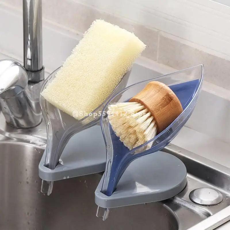 Leaf Shape Soap Box Bathroom soap holder Dish Storage Plate Tray Bathroom Soap Holder Case Bathroom Supplies bathroom gadgets Drainage Soap Holder-Leaf Soap Storage Box-Vertical Manual Soap Holder-Suction Cup Drain Soap Box for Shower Bathroom Kitchen