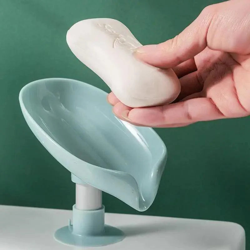 Leaf Shaped Soap Dish Holder Suction Cup Soap Dish For Bathroom Shower Soap Box Sponge Soap Holder Storage Tray Soap container Soap Dish Holder Lotus Leaf Shape With Suction Cup Drain Detachable Soap Box Not Punched Toilet Bath Drain Shelf Storage