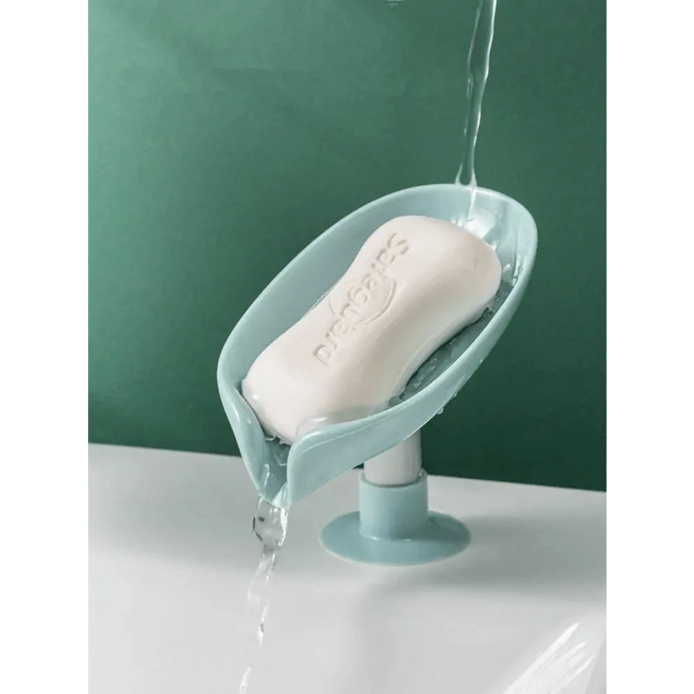 Leaf Shaped Soap Dish Holder Suction Cup Soap Dish For Bathroom Shower Soap Box Sponge Soap Holder Storage Tray Soap container Soap Dish Holder Lotus Leaf Shape With Suction Cup Drain Detachable Soap Box Not Punched Toilet Bath Drain Shelf Storage