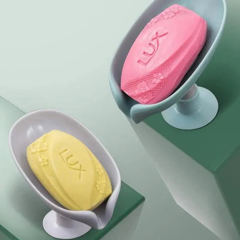 Leaf Shaped Soap Dish Holder Suction Cup Soap Dish For Bathroom Shower Soap Box Sponge Soap Holder Storage Tray Soap container Soap Dish Holder Lotus Leaf Shape With Suction Cup Drain Detachable Soap Box Not Punched Toilet Bath Drain Shelf Storage