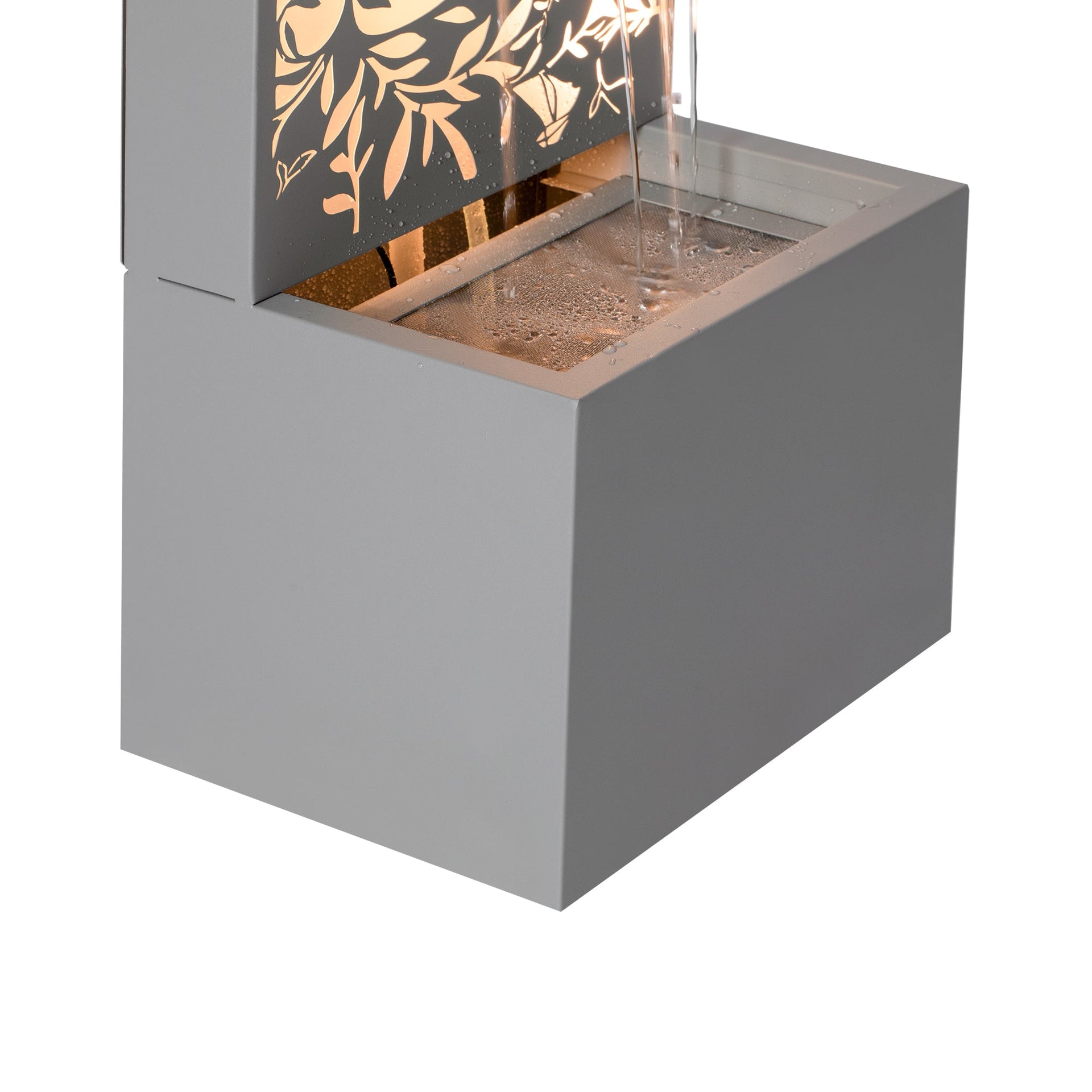 Metal Wall Fountain Outdoor Cut Leaf Panel Backlit