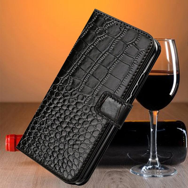 Leather Black Flip Case for iPhone XS Max X XR 12 Mini 11 Pro 7 8 Wallet Stand Cover Flip Wallet Leather Case with Secure Buckle Closing Lock and Bracket Function