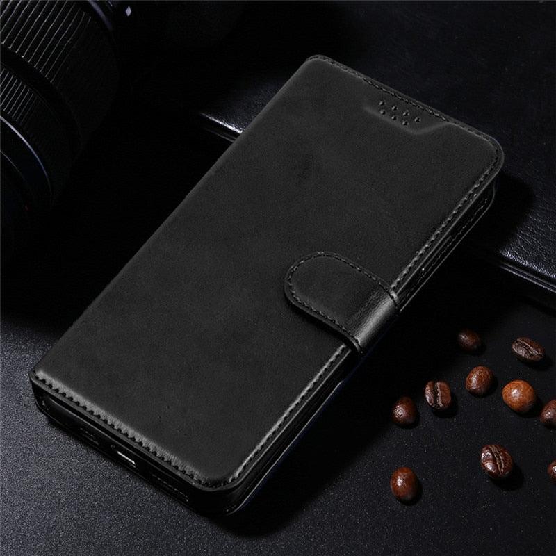Leather Black Flip Case for iPhone XS Max X XR 12 Mini 11 Pro 7 8 Wallet Stand Cover Flip Wallet Leather Case with Secure Buckle Closing Lock and Bracket Function