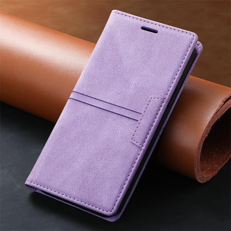 Leather Case Folding Flip Case with Kickstand Credit Card Slot Magnetic Closure Protective Case for iPhone Leather Case For iPhone 14 13 12 11 Pro Mini Flip Case Cover