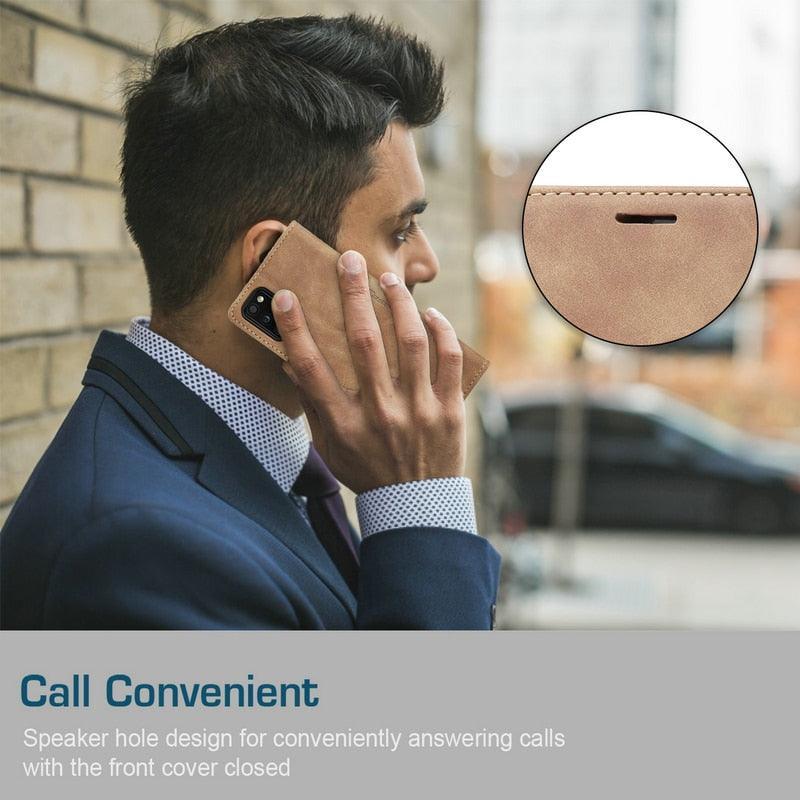 Leather Case For iPhone 14 13 11 12 Mini Pro XS XR Max Luxury Magnetic Flip Phone Case For iPhone Business Classic Wallet Cover Leather Magnetic Flip Back Stand Case/Cover