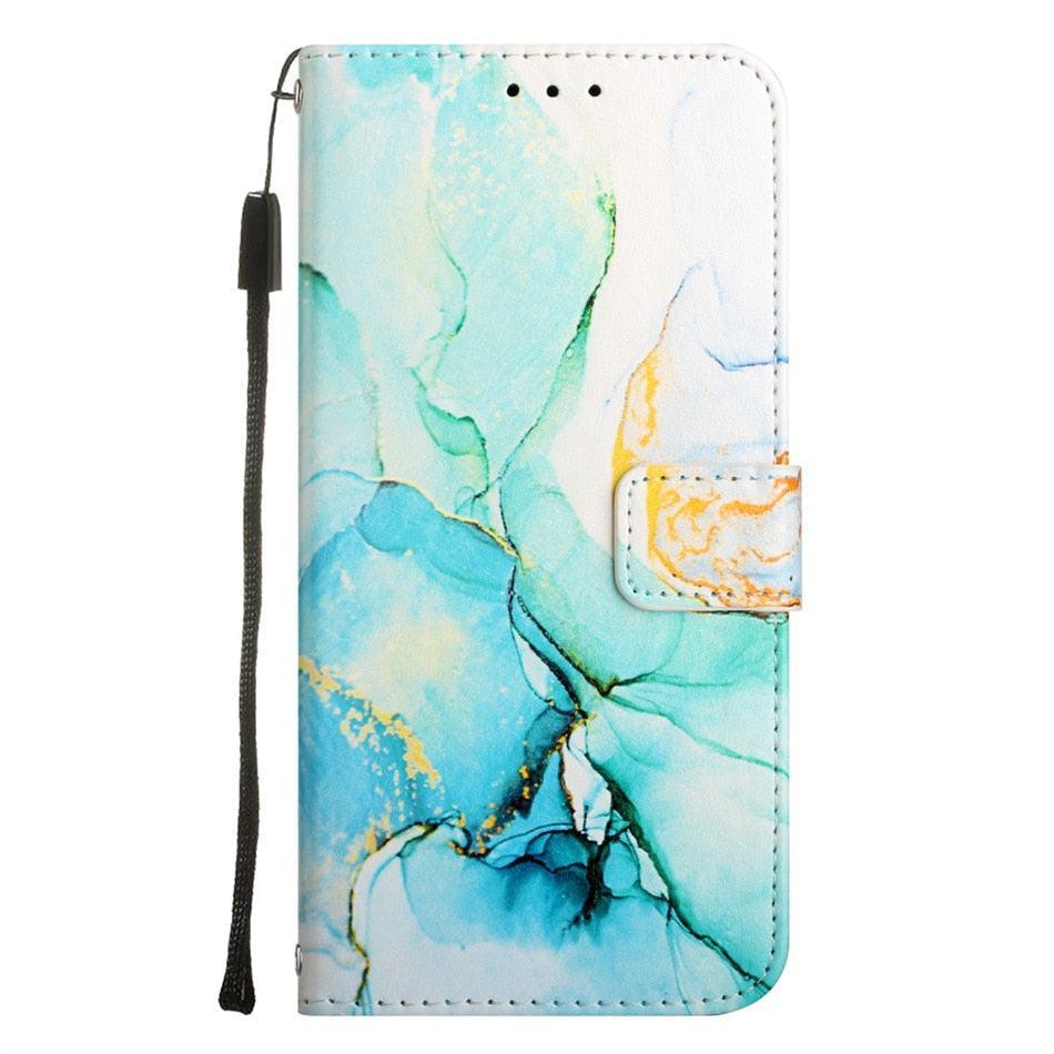 Leather Flip Phone Case For iPhone 14 13 12 Mini 11 Pro XS Max Cute Card Slot Wallet Cover Marble Pattern PU Leather Shockproof Flip Wallet Case with Stand Magnetic Money Pouch Silicone Bumper Phone Case