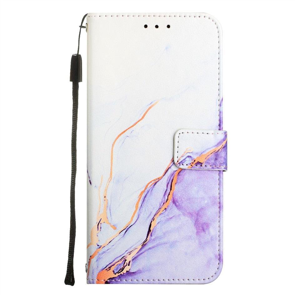 Leather Flip Phone Case For iPhone 14 13 12 Mini 11 Pro XS Max Cute Card Slot Wallet Cover Marble Pattern PU Leather Shockproof Flip Wallet Case with Stand Magnetic Money Pouch Silicone Bumper Phone Case