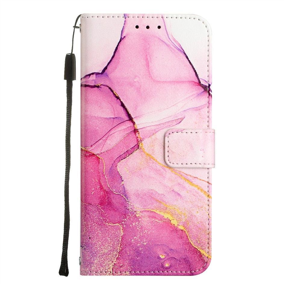 Leather Flip Phone Case For iPhone 14 13 12 Mini 11 Pro XS Max Cute Card Slot Wallet Cover Marble Pattern PU Leather Shockproof Flip Wallet Case with Stand Magnetic Money Pouch Silicone Bumper Phone Case