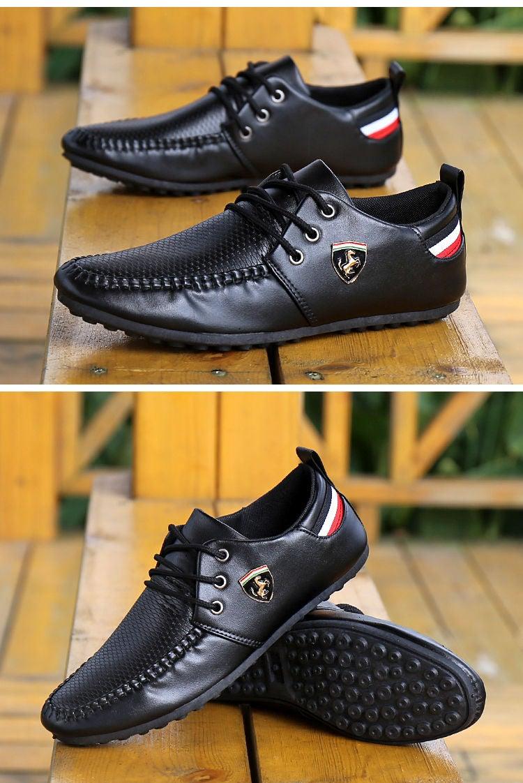 Leather Non Slip Mens Driving Shoes Spring And Autumn Breathable Men's Business Classic Sports Flat Low Sneaker Lace-up Fashion Walking Sneakers