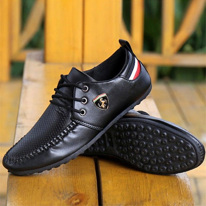 Leather Non Slip Mens Driving Shoes Spring And Autumn Breathable Men's Business Classic Sports Flat Low Sneaker Lace-up Fashion Walking Sneakers