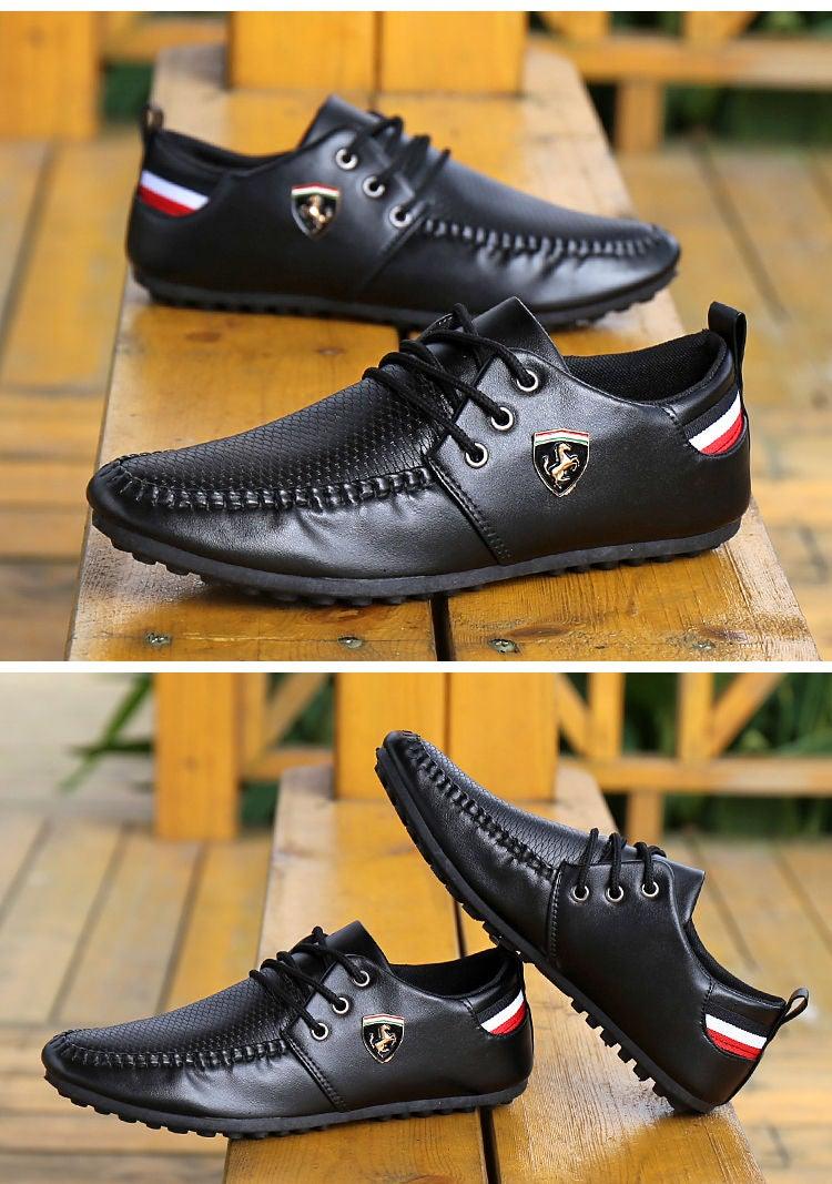 Leather Non Slip Mens Driving Shoes Spring And Autumn Breathable Men's Business Classic Sports Flat Low Sneaker Lace-up Fashion Walking Sneakers