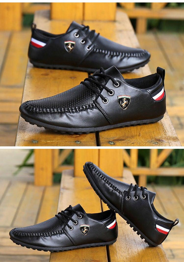 Leather Non Slip Mens Driving Shoes Spring And Autumn Breathable Men's Business Classic Sports Flat Low Sneaker Lace-up Fashion Walking Sneakers