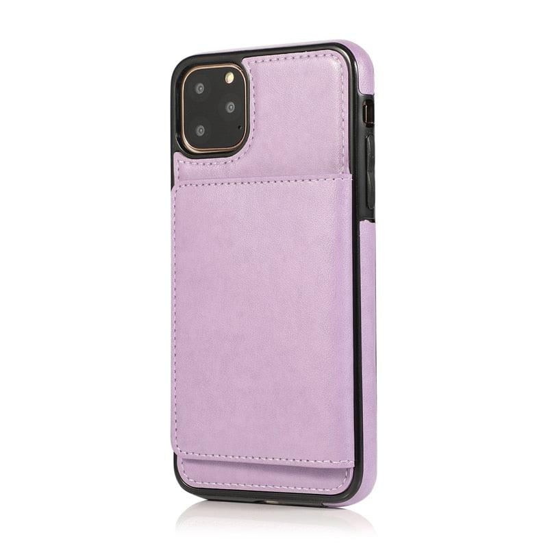 Leather Wallet Case For iPhone 11 Pro Max XS Max XR X 8 7 6S 6Plus 5 5S With Stand Card Pocket Case Cover Shockproof Texture PU Leather  Wallet Cover