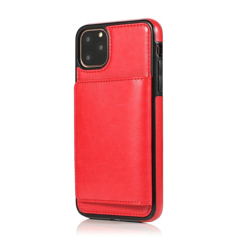 Leather Wallet Case For iPhone 11 Pro Max XS Max XR X 8 7 6S 6Plus 5 5S With Stand Card Pocket Case Cover Shockproof Texture PU Leather  Wallet Cover