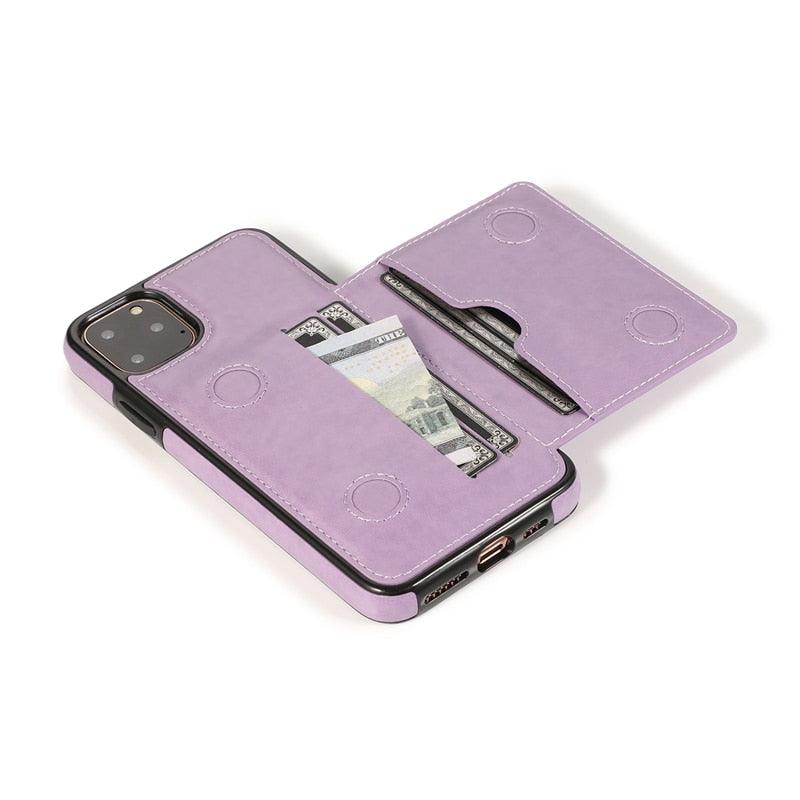 Leather Wallet Case For iPhone 11 Pro Max XS Max XR X 8 7 6S 6Plus 5 5S With Stand Card Pocket Case Cover Shockproof Texture PU Leather  Wallet Cover