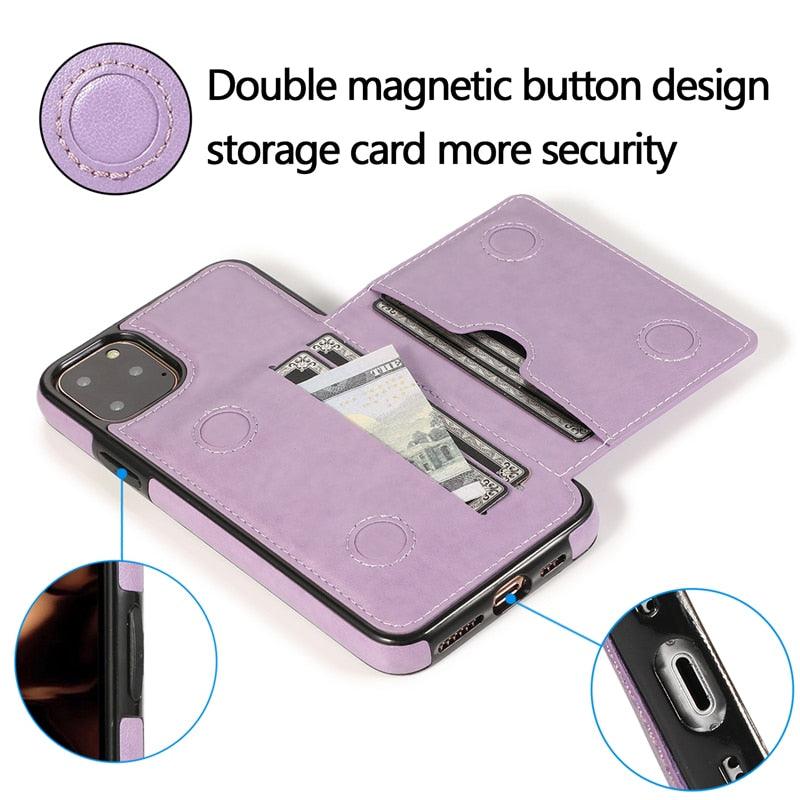 Leather Wallet Case For iPhone 11 Pro Max XS Max XR X 8 7 6S 6Plus 5 5S With Stand Card Pocket Case Cover Shockproof Texture PU Leather  Wallet Cover