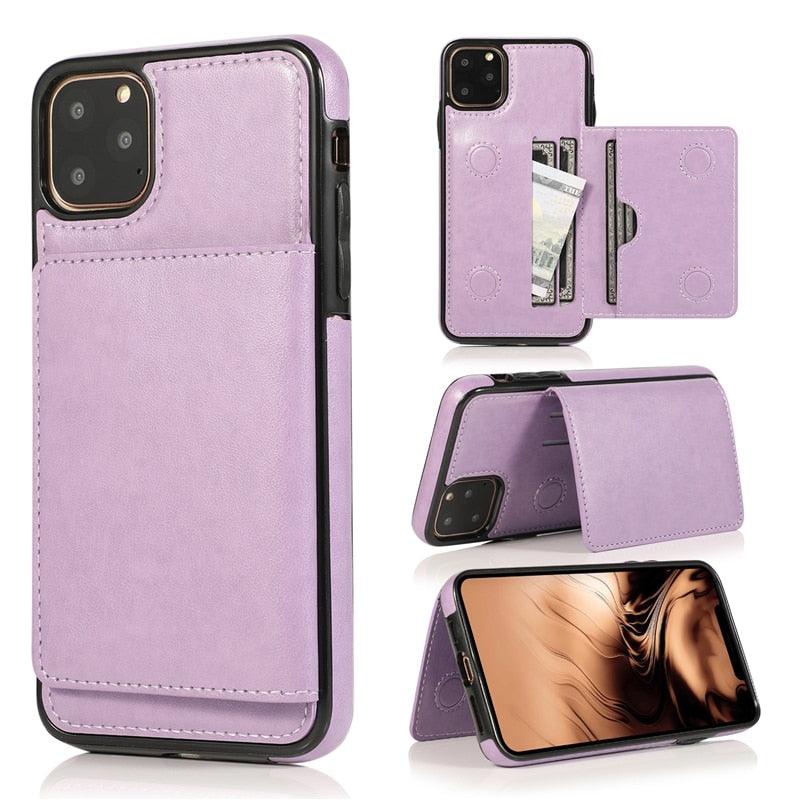 Leather Wallet Case For iPhone 11 Pro Max XS Max XR X 8 7 6S 6Plus 5 5S With Stand Card Pocket Case Cover Shockproof Texture PU Leather  Wallet Cover