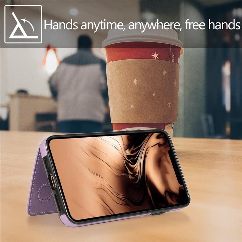 Leather Wallet Case For iPhone 11 Pro Max XS Max XR X 8 7 6S 6Plus 5 5S With Stand Card Pocket Case Cover Shockproof Texture PU Leather  Wallet Cover