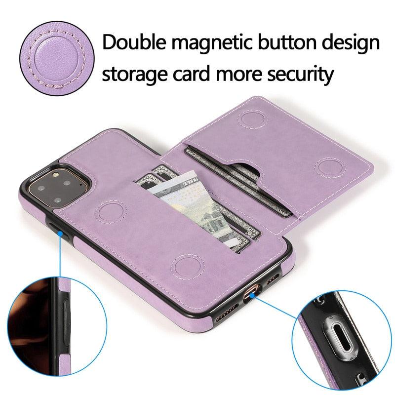 Leather Wallet Case For iPhone 11 Pro Max XS Max XR X 8 7 6S 6Plus 5 5S With Stand Card Pocket Case Cover Shockproof Texture PU Leather  Wallet Cover