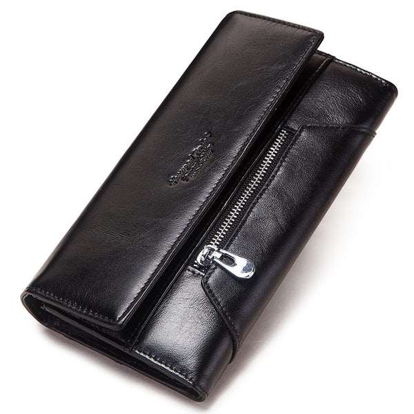 Leather Women's Wallet Long Leather Clutch Multi Card Coin Purse RFID Anti-magnetic Mobile Phone Bag