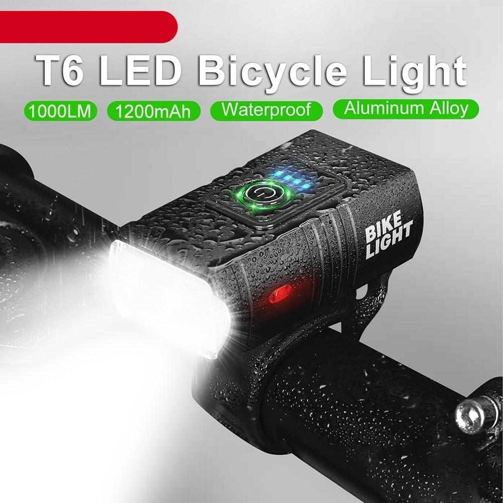 LED Bicycle Light Front USB Rechargeable 1000 Lumen Bike Front Lamp Mountain Bicycle Headlight Adjustable Lightness And Flashlight With Waterproof IPX5 And Large Capacity Battery