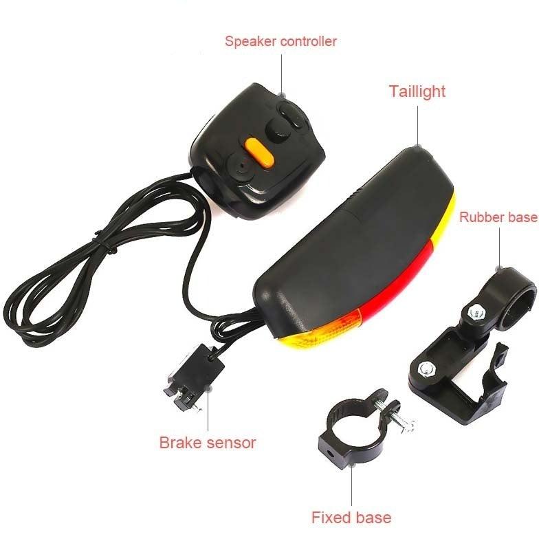 LED Bicycle Turn Signal Light With Horn Front Rear Lights Bike Directional Brake Lights Cycling Taillight Lamp Cycling Turn Signal Brake Light Horn Indicator Signal Brake LED Light Tune Horn For Outdoor