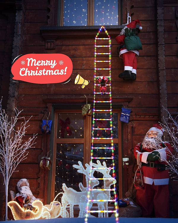 LED Christmas Lights - 10Ft Christmas Decorative Ladder Lights with Santa Claus, Christmas Decorations Lights ebasketonline