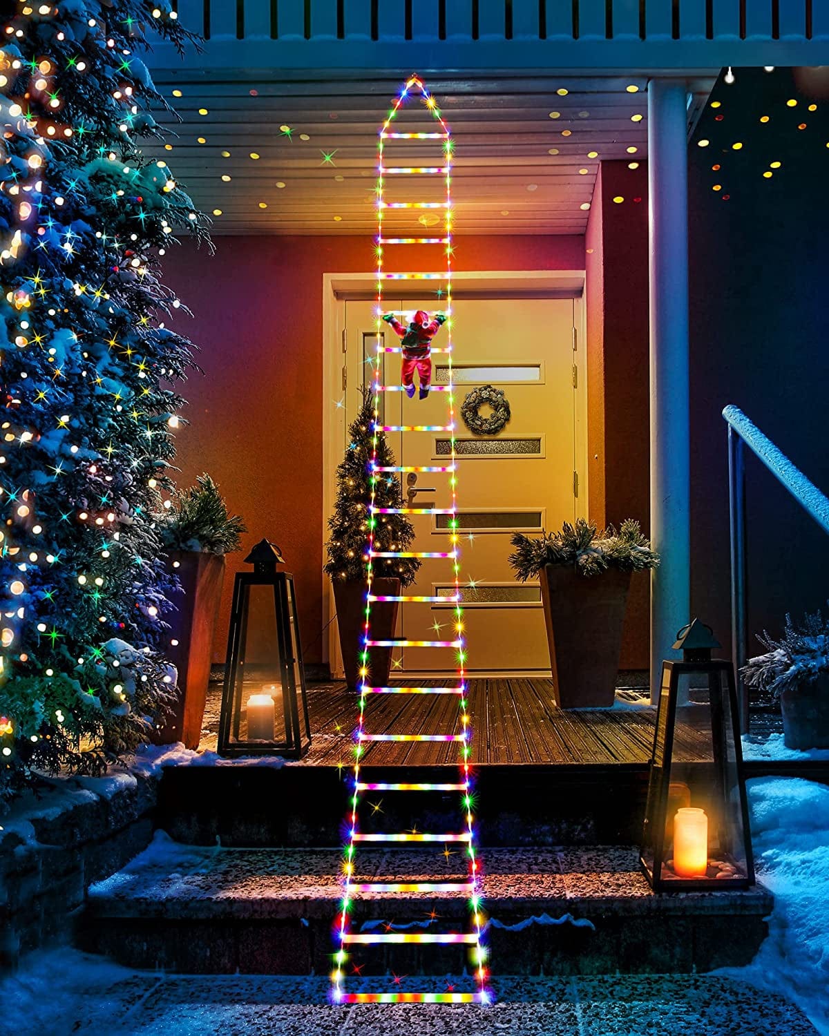 LED Christmas Lights - 10Ft Christmas Decorative Ladder Lights with Santa Claus, Christmas Decorations Lights ebasketonline