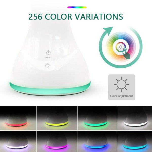 LED Desk Lamp Foldable Dimmable Touch Rechargeable Table Lamp with Calendar Temperature Alarm Clock Decorative Table Lamp Cute Study Lamps for Bedroom Décor