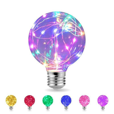 LED Edison String Night Light Bulb Colorful Round Globe Glass RGB Copper Bulb Home Decor Holiday Lamp LED Light Bulbs For Home Party Recreation Room Balcony Garden Christmas Decoration