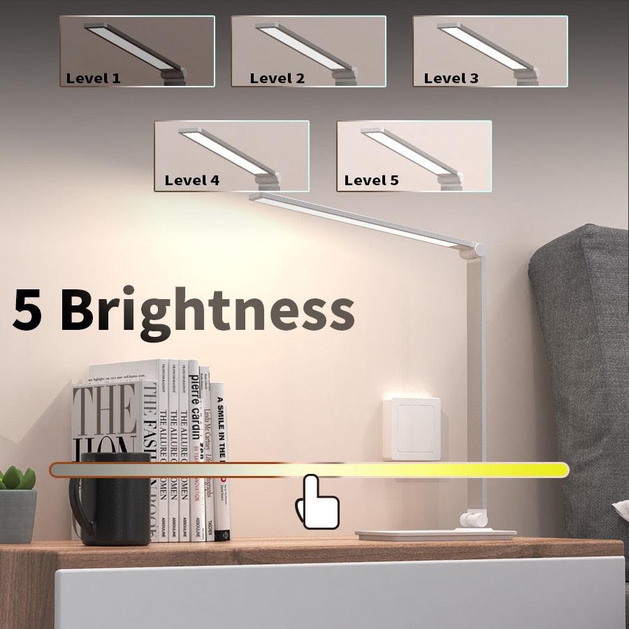 LED Table Lamp Desk Lamp Step less Dimmable Reading Office Foldable Rotatable Touch Switch DC 5V USB Night Light Desk Lamps Decorative Table Lamp Cute Study Lamps for Bedroom Décor