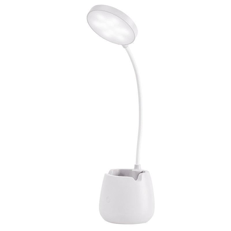 LED Table Lamp With Pen Holder Touch Dimmable Flexo Desk Lamp USB Rechargeable Eye Protection Bedside Learning Reading Lamp Decorative Table Lamp Cute Study Lamps for Bedroom Décor
