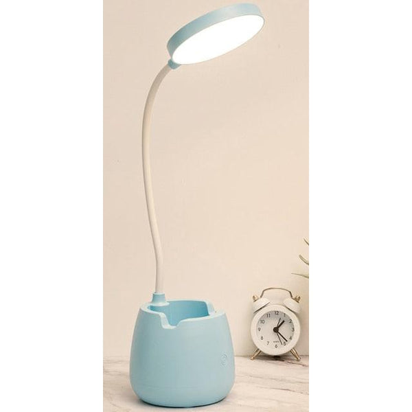 LED Table Lamp With Pen Holder Touch Dimmable Flexo Desk Lamp USB Rechargeable Eye Protection Bedside Learning Reading Lamp Decorative Table Lamp Cute Study Lamps for Bedroom Décor