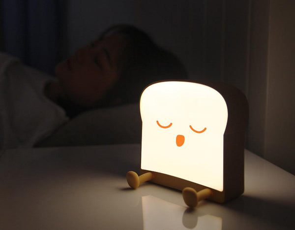 LED Toast Night Light with Silicone Foot Phone Holder Table Lamp Infinite Dimming Bread Decoration Creative Lamp Decorative Table Lamp Cute Study Lamps for Bedroom Décor