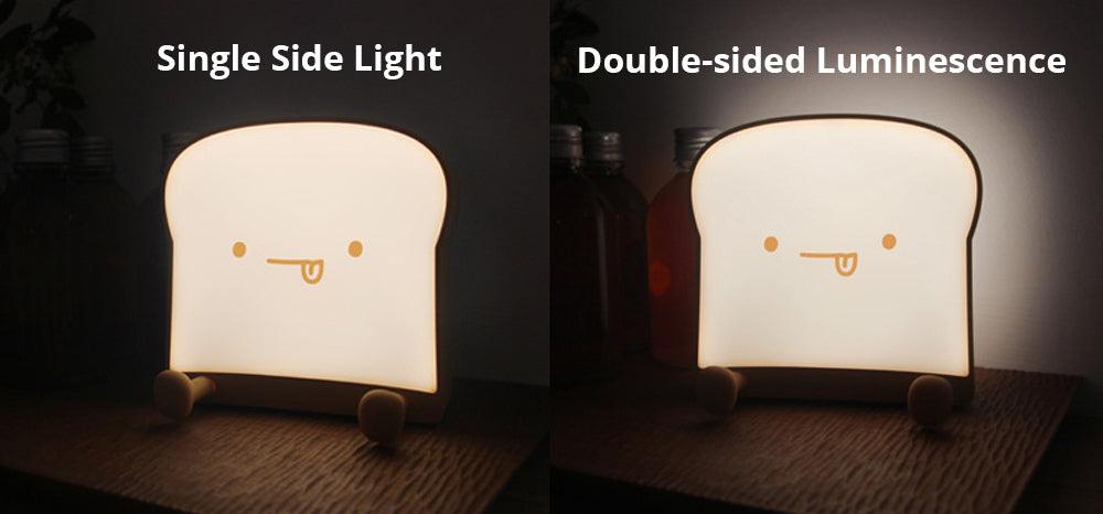 LED Toast Night Light with Silicone Foot Phone Holder Table Lamp Infinite Dimming Bread Decoration Creative Lamp Decorative Table Lamp Cute Study Lamps for Bedroom Décor