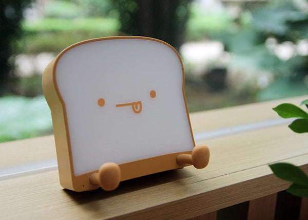 LED Toast Night Light with Silicone Foot Phone Holder Table Lamp Infinite Dimming Bread Decoration Creative Lamp Decorative Table Lamp Cute Study Lamps for Bedroom Décor