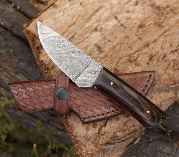 Legacy Damascus Skinning Knife with Exotic Wenge Wood Handle - Gifts for You 'n Me