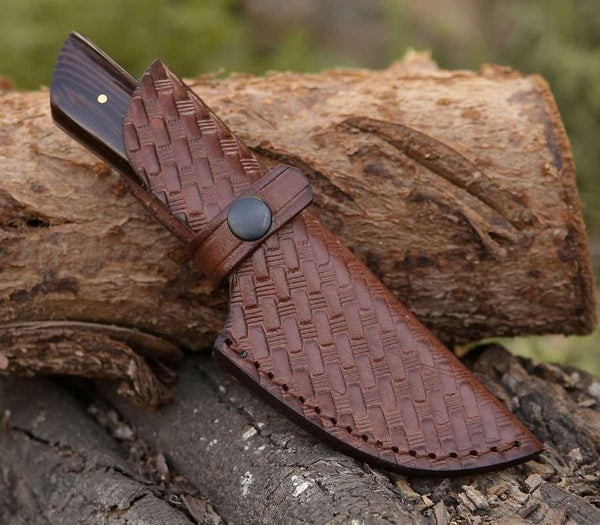 Legacy Damascus Skinning Knife with Exotic Wenge Wood Handle - Gifts for You 'n Me