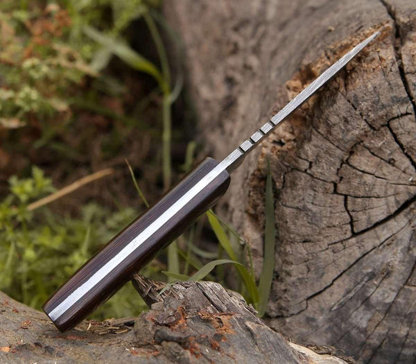 Legacy Damascus Skinning Knife with Exotic Wenge Wood Handle - Gifts for You 'n Me