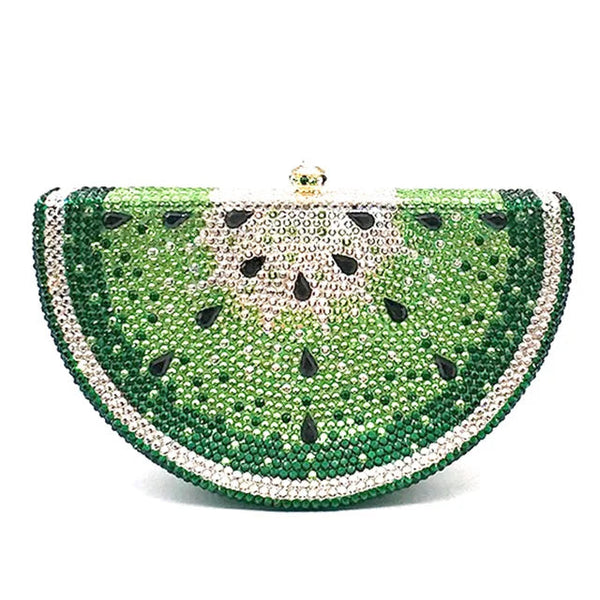 Lemon Shape AB/Gold Rhinestone Small Women Shoulder Bag Luxury Designer Lady Girls Evening Clutches Wedding Party Chain Purse