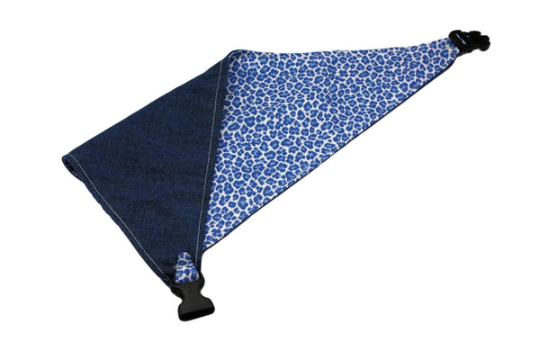 Blue Leopard Print Reversible Dog Bandana - Gifts for You 'n Me