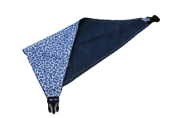Blue Leopard Print Reversible Dog Bandana - Gifts for You 'n Me