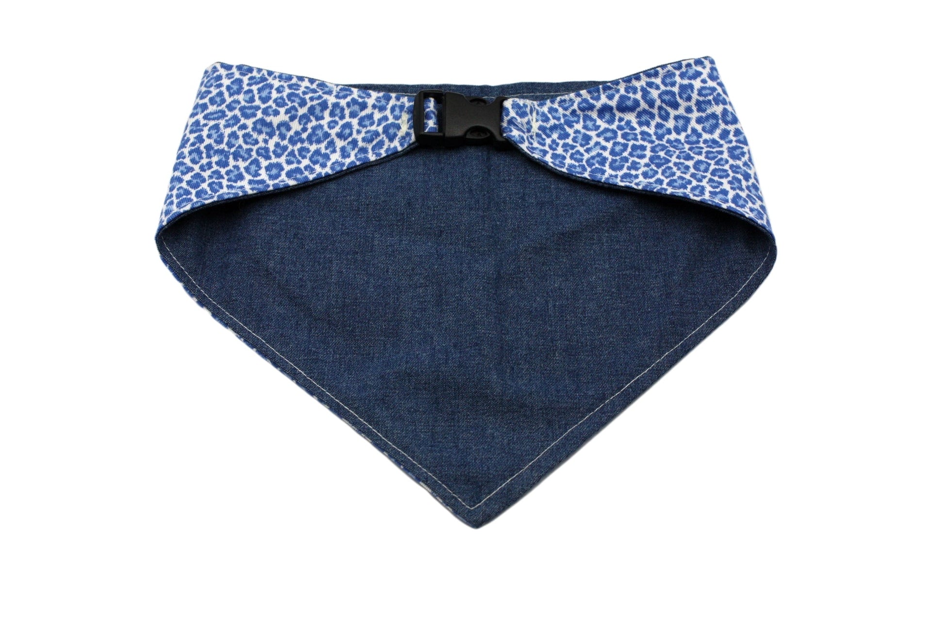Blue Leopard Print Reversible Dog Bandana