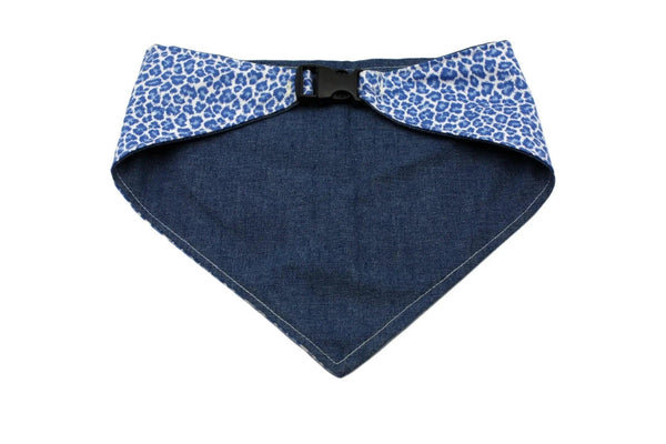 Blue Leopard Print Reversible Dog Bandana - Gifts for You 'n Me