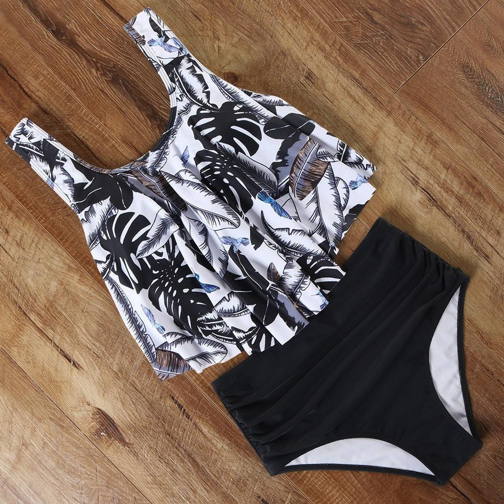 Leopard Bikini High Waist Bikini Animal Print Floral Swimsuit Ruffle Swimsuit Plus Size Swimwear Women Swimsuits for Women Two Piece Bathing Suits Ruffle Tops With High Waist Bottoms Bikini Sets For Teen Girls