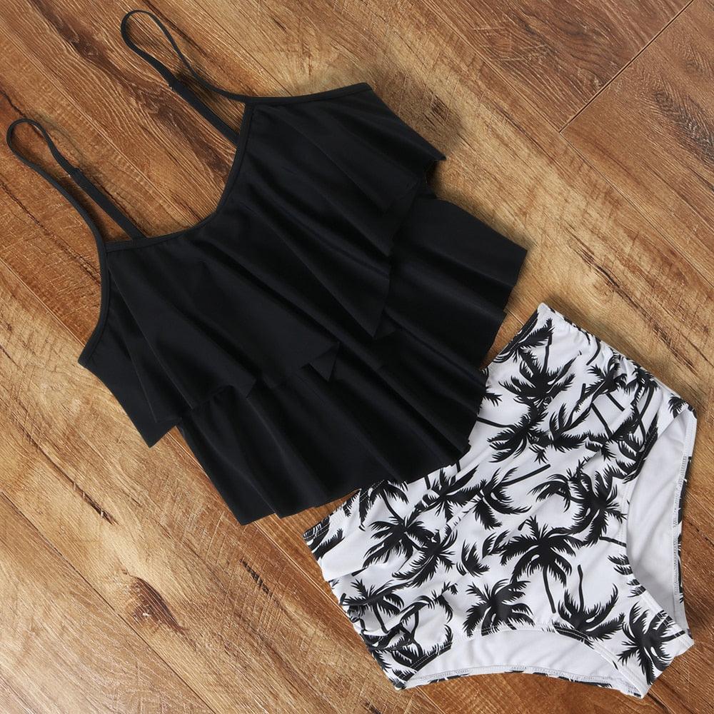 Leopard Bikini High Waist Bikini Animal Print Floral Swimsuit Ruffle Swimsuit Plus Size Swimwear Women Swimsuits for Women Two Piece Bathing Suits Ruffle Tops With High Waist Bottoms Bikini Sets For Teen Girls