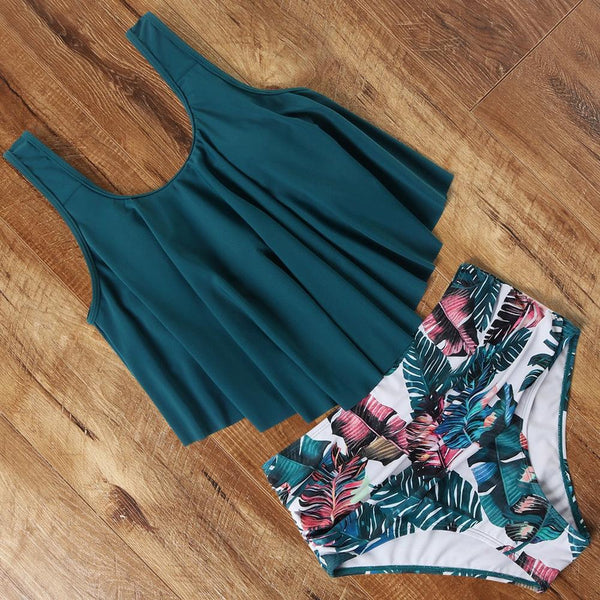 Leopard Bikini High Waist Bikini Animal Print Floral Swimsuit Ruffle Swimsuit Plus Size Swimwear Women Swimsuits for Women Two Piece Bathing Suits Ruffle Tops With High Waist Bottoms Bikini Sets For Teen Girls